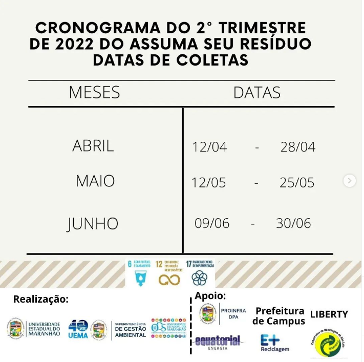 Assuma seu Resíduo – Cronograma do 2º Trimestre