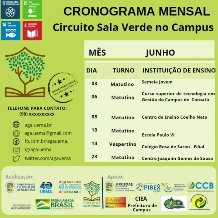 CRONOGRAMA MENSAL – Circuito Sala Verde no Campus