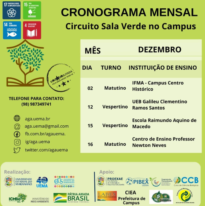 CRONOGRAMA MENSAL – Circuito Sala Verde no Campus