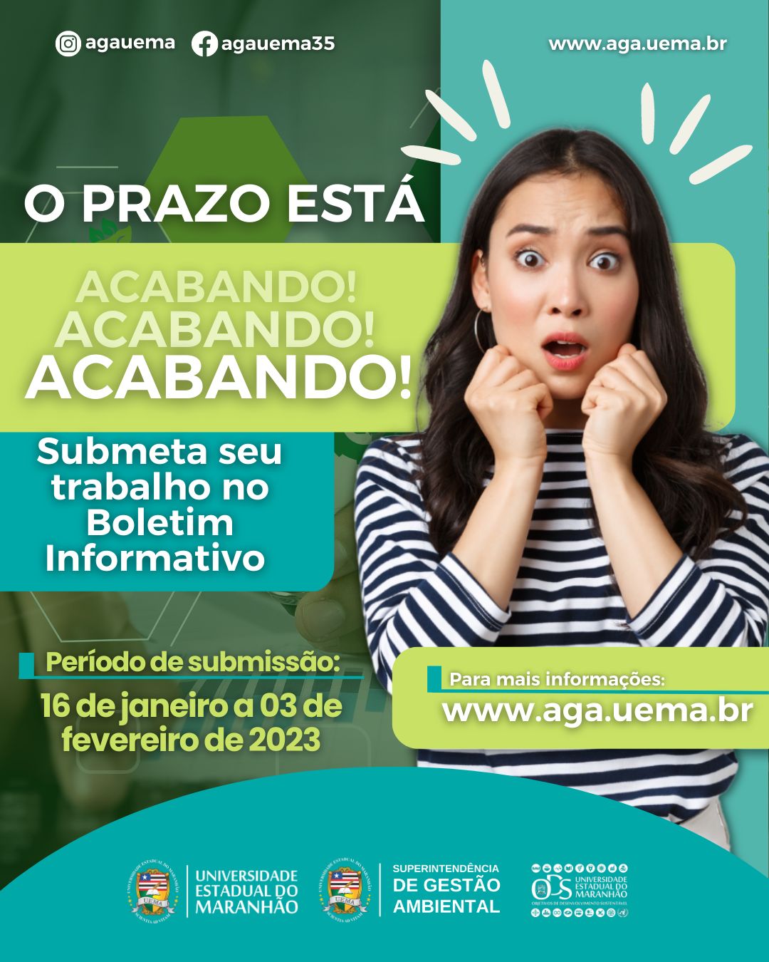 Prazo de submissão para o boletim está acabando.