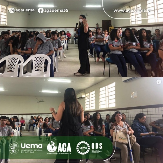 Palestra sobre as Boas Práticas de Gestão de Resíduos Sólidos da Universidade, no Centro Educa Mais Maria Mônica.