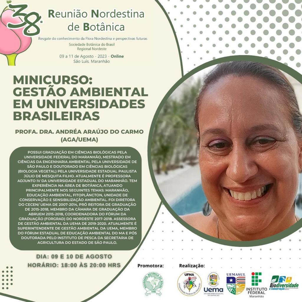 Minicurso: “Gestão ambiental em universidades brasileiras” no evento da 38ª Reunião Nordestina de Botânica (RNB)