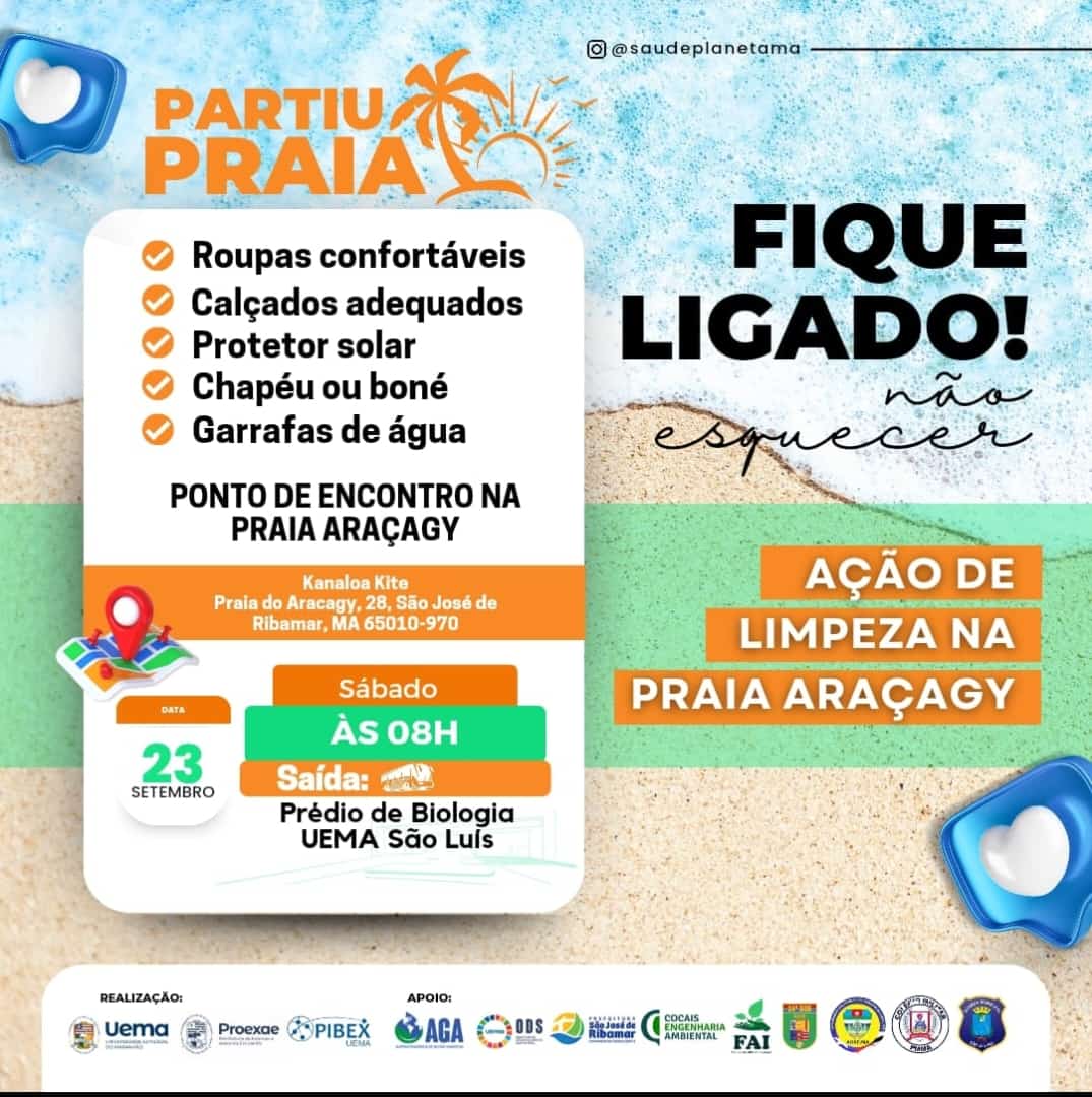 Chamada para ação de limpeza na praia do Araçagy